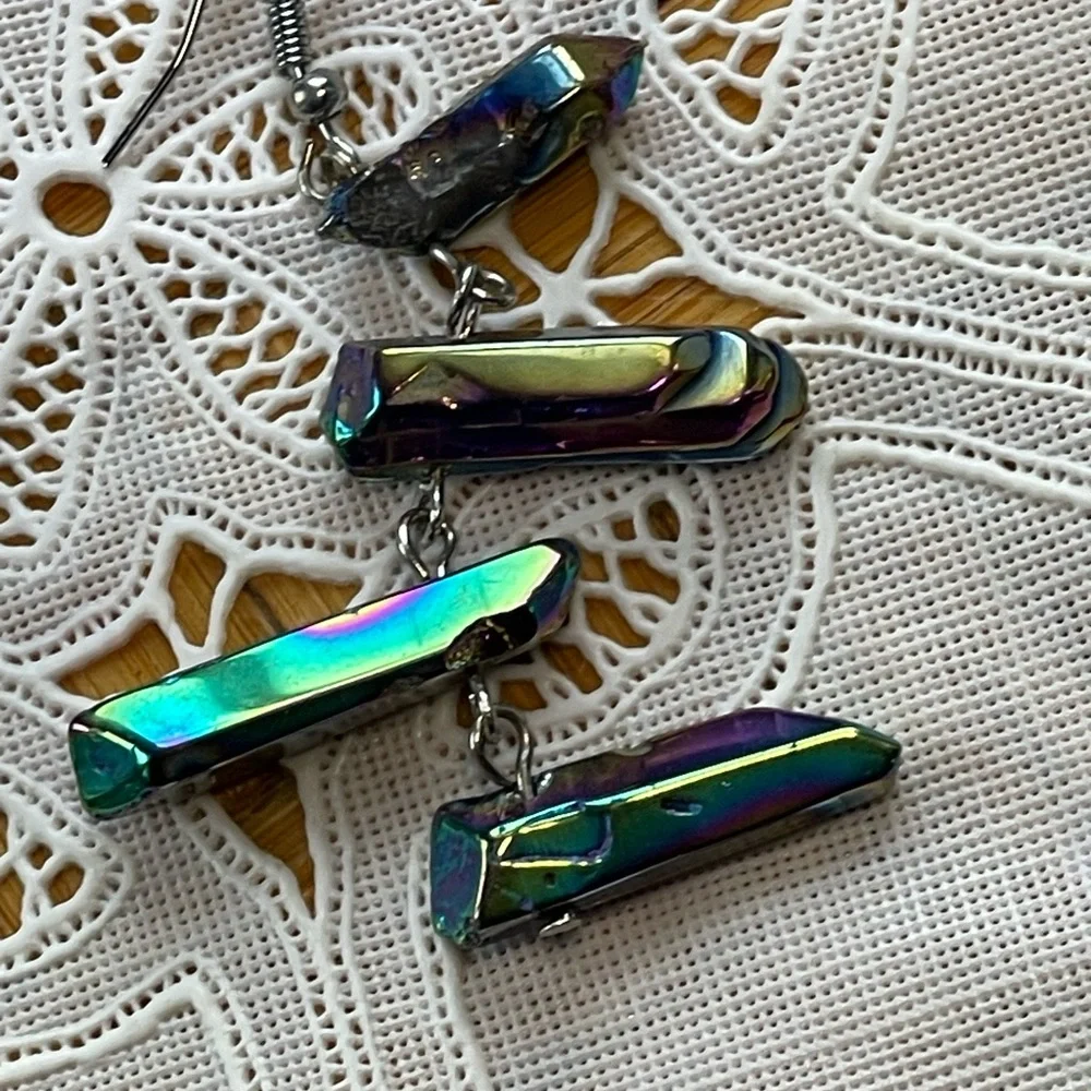 Rainbow titanium necklace & earring set gorgeous colors! - Picture 10 of 11